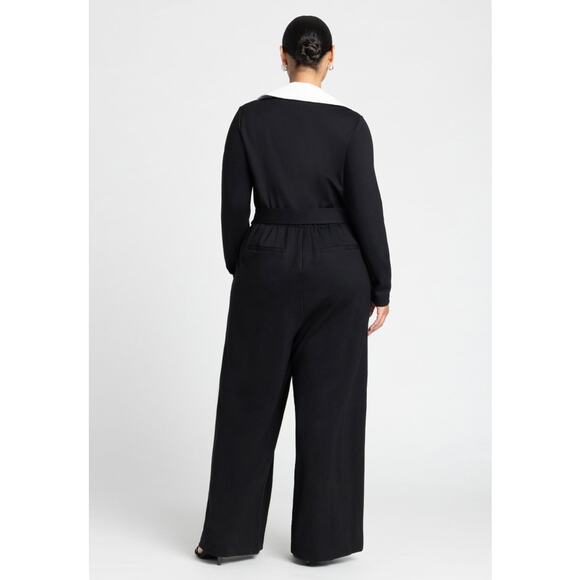 Eloquii black tuxedo knit jumpsuit size 18 - Picture 2 of 9